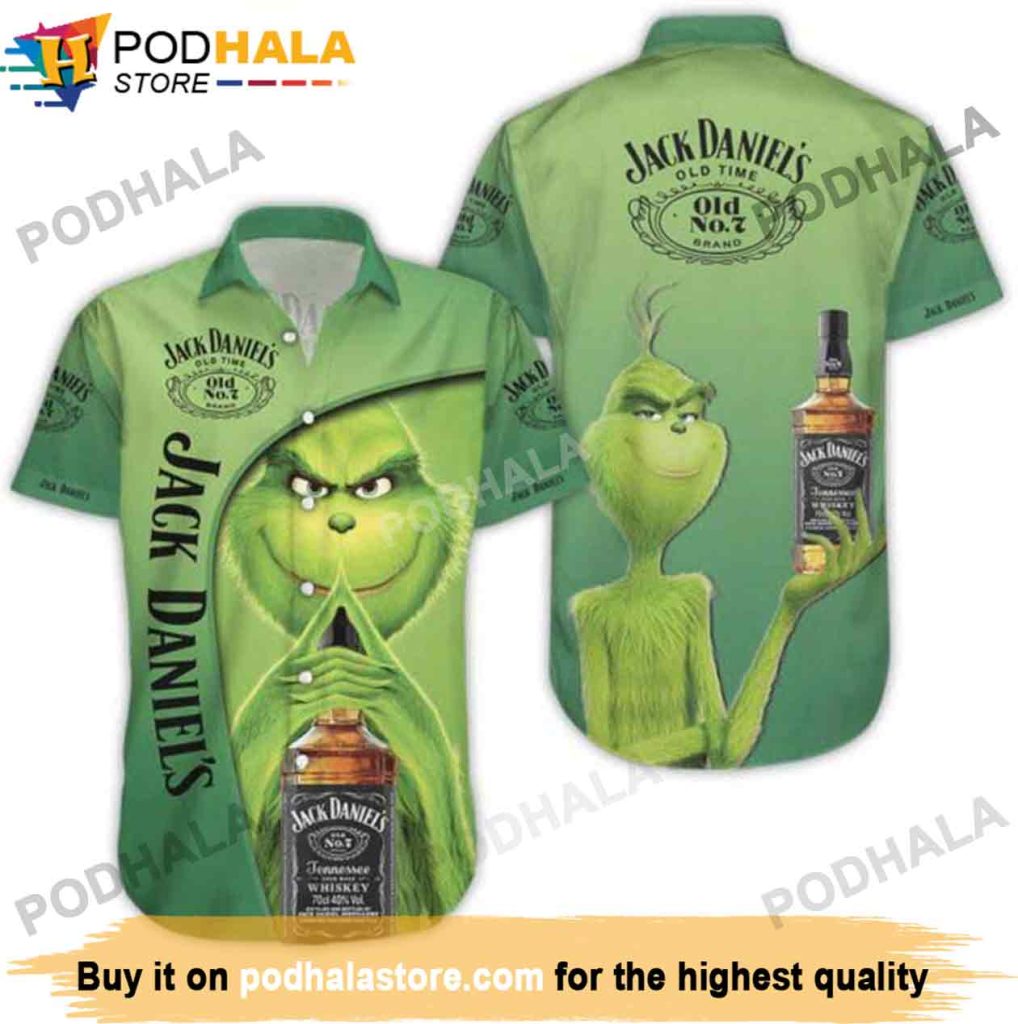 Jack Daniels Winne Grinch Hawaiian Shirt, Grinch Christmas Gifts