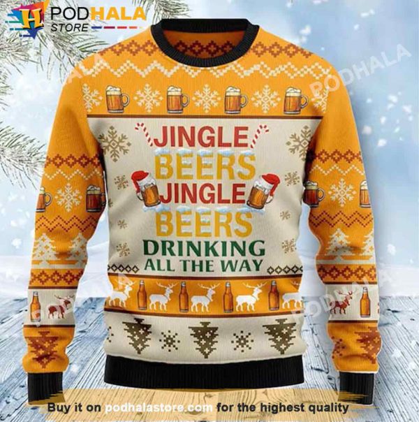 Jingle Beers Drinking All The Way Beer Christmas Sweater