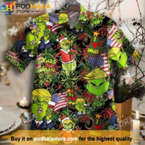 Merry Christmas Donald Trump Grinch Hawaiian Shirt, Grinch Christmas Gifts