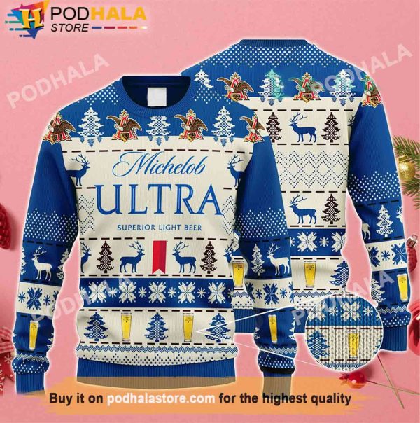 Michelob Ultra Beer Christmas Sweater, Gifts For Beer Drinkers