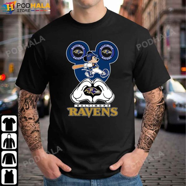 Mickey Mouse Love Ravens NFL Baltimore Ravens Shirt, Ravens Gifts