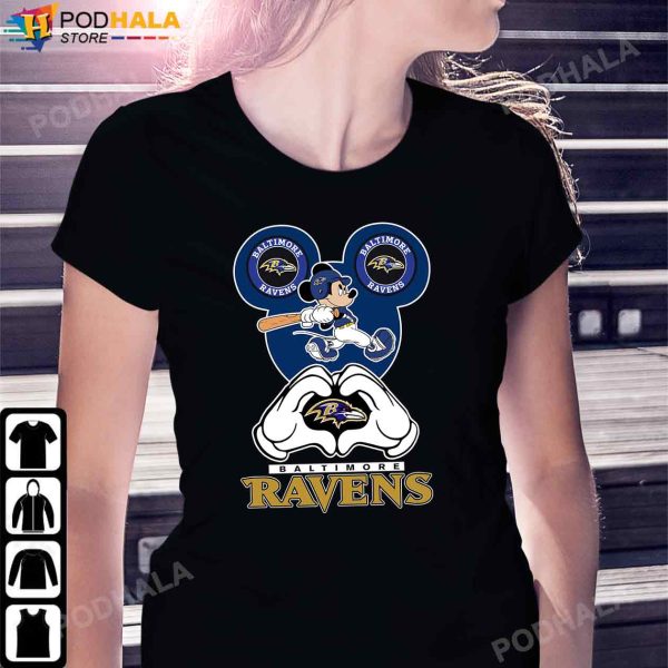 Mickey Mouse Love Ravens NFL Baltimore Ravens Shirt, Ravens Gifts