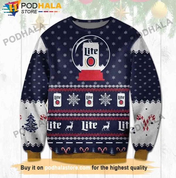 Miller Lite Beer Christmas Sweater, Gifts For Beer Drinkers