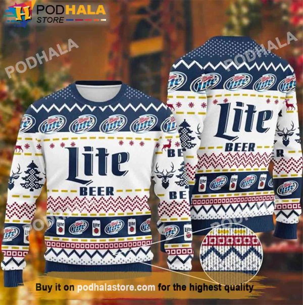 Miller Lite White Beer Christmas Sweater, Gifts For Beer Drinkers