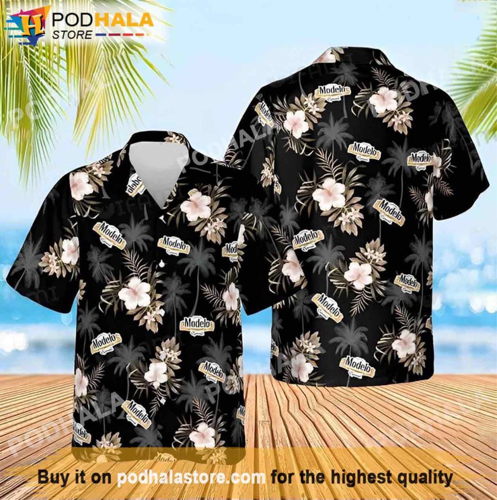 Modelo Tropical Hibiscus Beer Hawaiian Shirt, Beer Gift Ideas