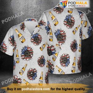 Modelo USA Flag Sunflower Beer Hawaiian Shirt, Best Beer Gifts