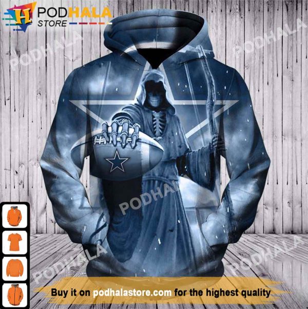 NFL Grimm Reaper In Sudden Death Dallas Cowboys 3D Hoodie, Gifts For Cowboys Fans