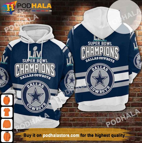 NFL Super Bowl Champions Dallas Cowboys 3D Hoodie, Gifts For Cowboys Fans