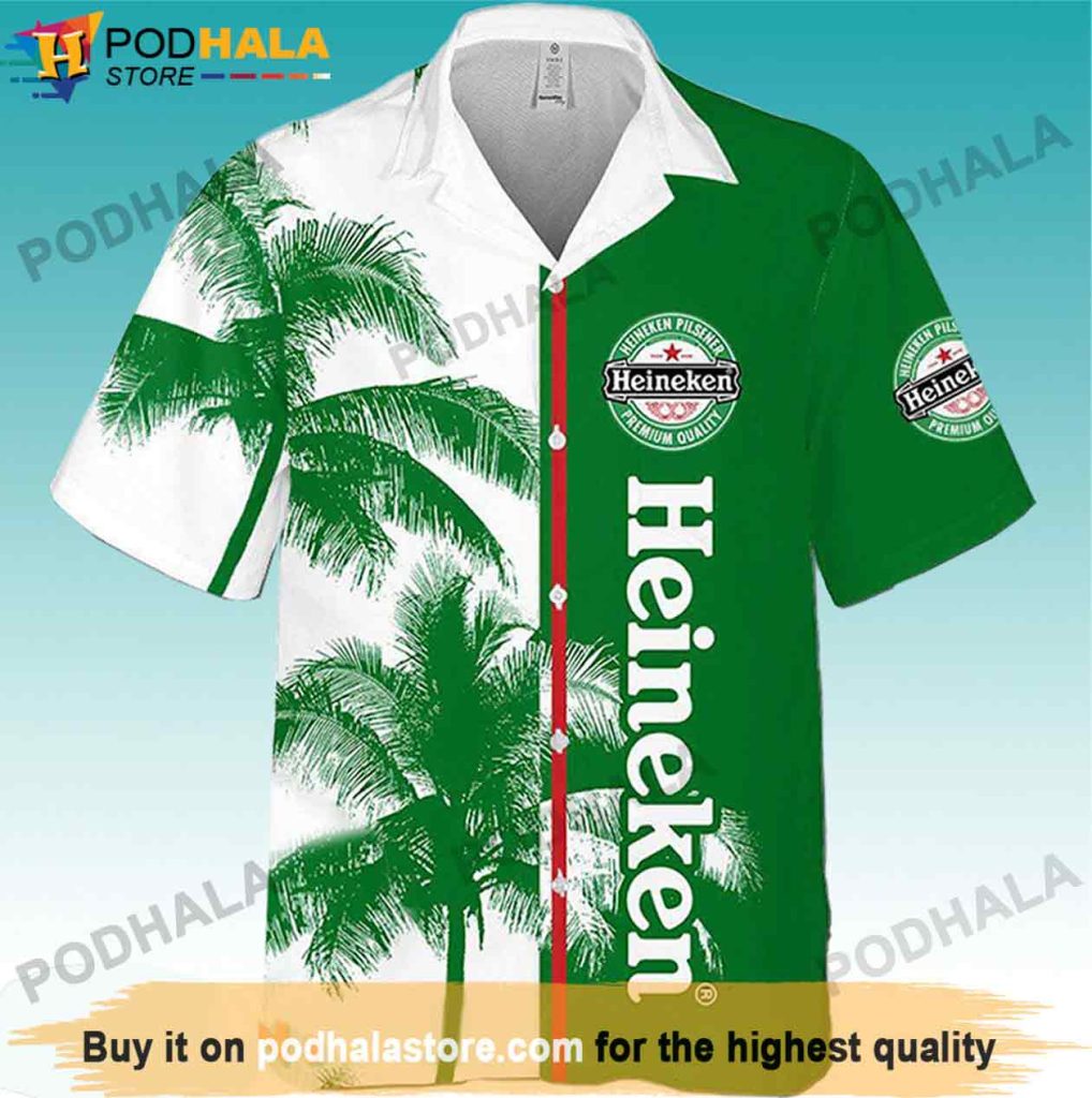 Palm Tree Heineken Hawaiian Shirt, Gifts For Beer Drinkers
