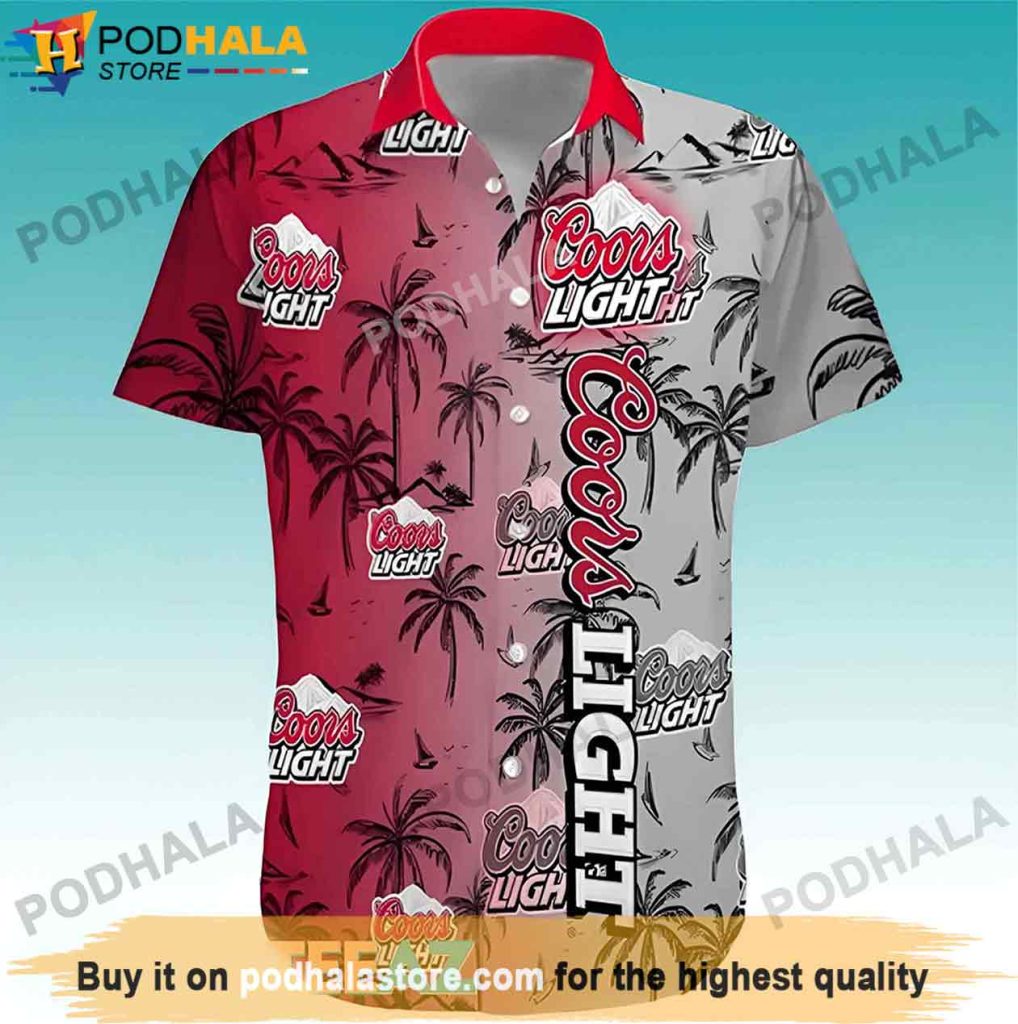 Palm Tree and Coors Light Beer Hawaiian Shirt, Gifts For Beer Drinkers