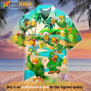 Parrots And Beer In Summer Beer Hawaiian Shirt, Gifts For Beer Drinkers