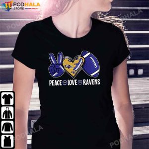 Peace Love Ravens NFL Baltimore Ravens T Shirt Ravens Gifts