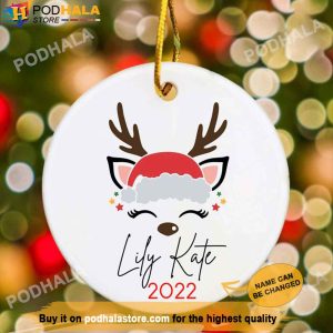 Personalized Family Ornaments Cute Santa Reindeer Christmas Ornament