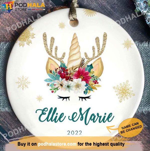 Personalized Family Ornaments Reindeer Unicorn Christmas Ornament