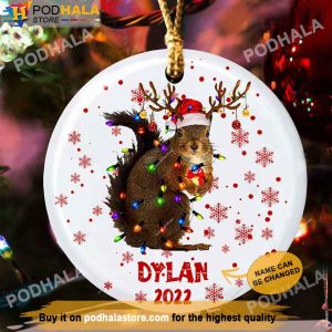 Personalized Family Ornaments Squirrel Lights Christmas Ornament