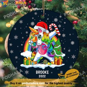 Personalized Family Ornaments Unicorn Dabbing Christmas Ornament