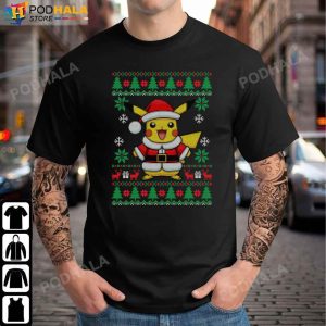 Pikachu Anime Ugly Style Funny Christmas TShirt Gift For Pikachu Lovers