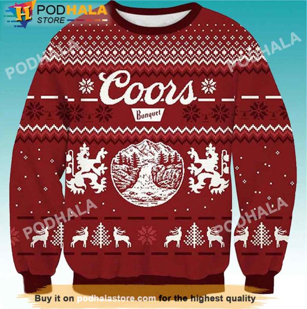 Red Coors Banquest Beer Christmas Sweater, Xmas Gifts For Beer Drinkers