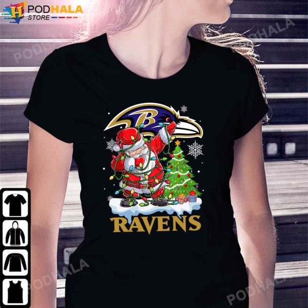 Santa Claus Dabbing Christmas NFL Baltimore Ravens Shirt, Ravens Gifts