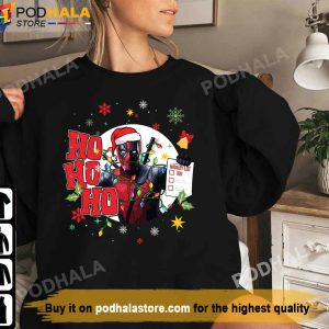 Santa Claus Deadpool Ho Ho Ho Naughty List Funny Christmas Tee