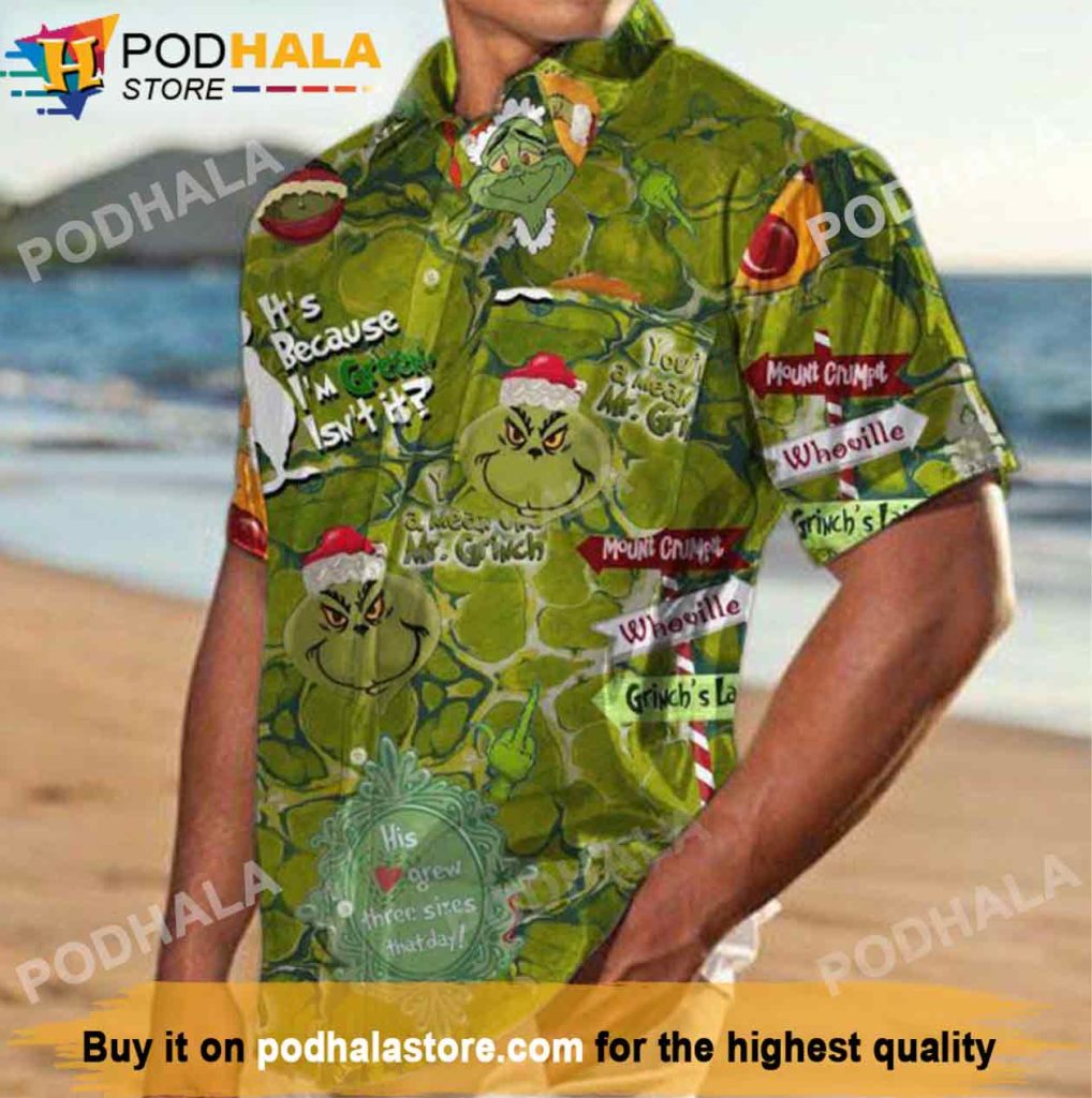 Santa Claus Grinch Hawaiian Shirt, The Grinch Pajamas