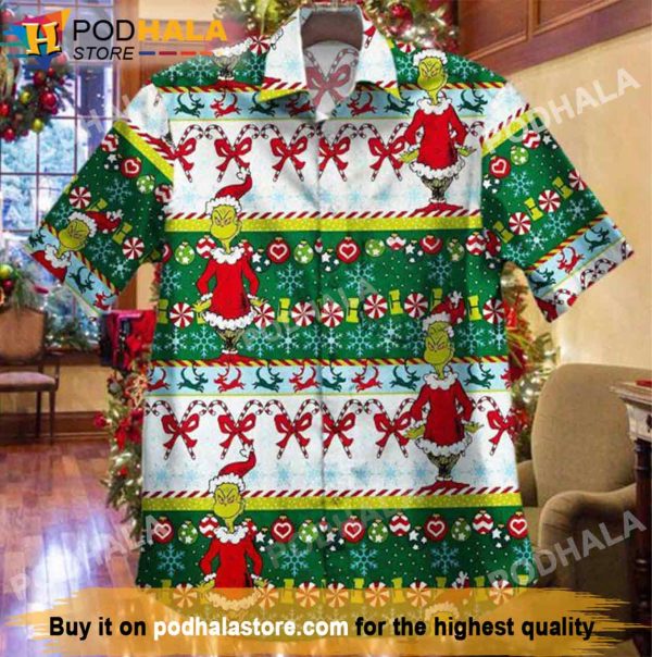 Santa Claus Ugly Christmas Grinch Hawaiian Shirt, Grinch Christmas Gifts
