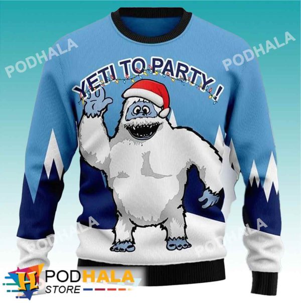 Santa Claus Yeti To Party Christmas Bigfoot Ugly Christmas Sweater