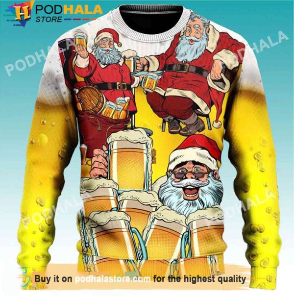 Santa I Want More Beer Christmas Sweater, Gifts For Beer Drinkers