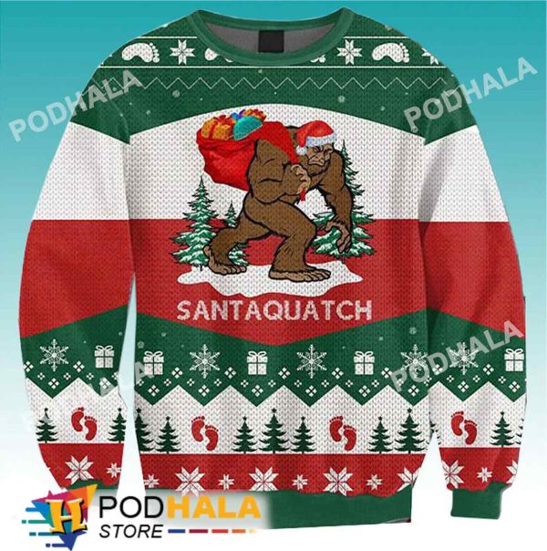 Santaquatch Bigfoot Ugly Christmas Sweater, Funny Bigfoot Gifts
