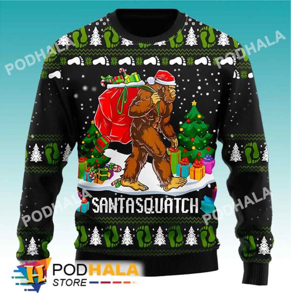 Santasquatch Bigfoot Ugly Christmas Sweater, Funny Bigfoot Gifts