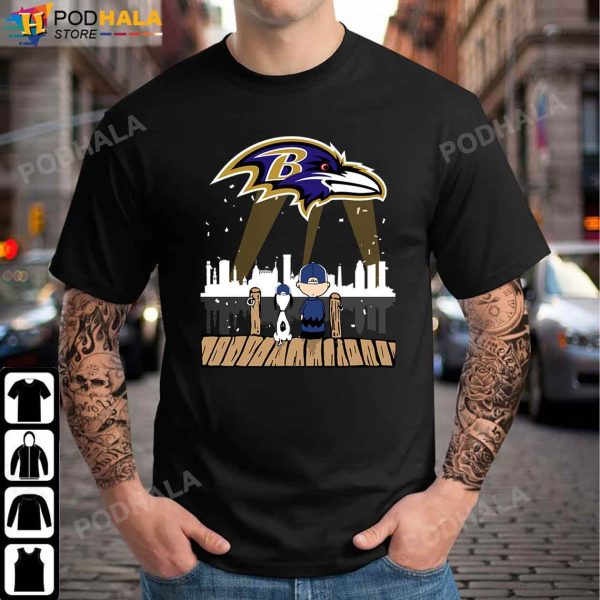Snoopy & Charlie Brown NFL Baltimore Ravens Shirt, Ravens Gifts