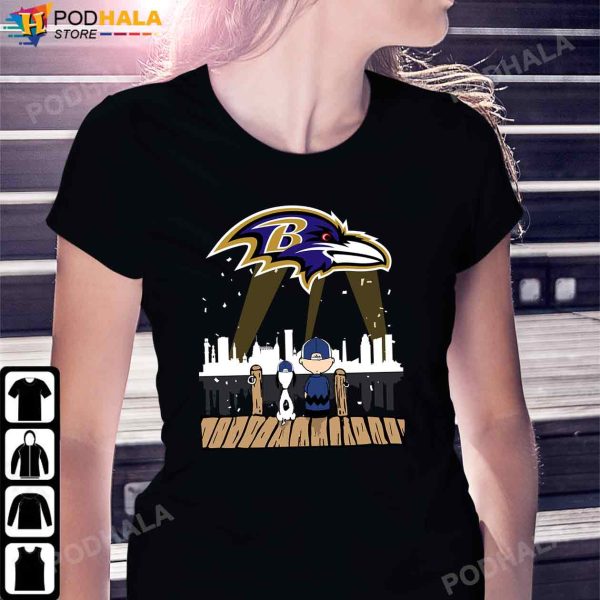 Snoopy & Charlie Brown NFL Baltimore Ravens Shirt, Ravens Gifts