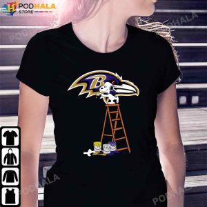 Snoopy Paint Baltimore Ravens Logo NFL Baltimore Ravens T Shirt