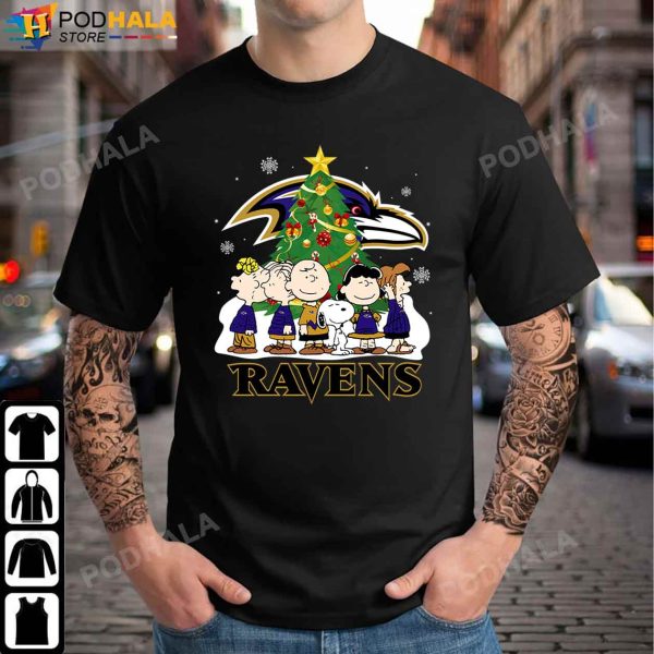 Snoopy The Peanuts Christmas Baltimore Ravens Shirt, Ravens Gifts For Fans