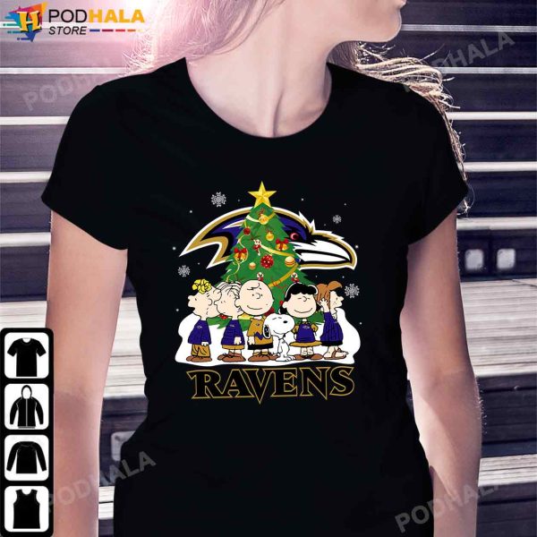 Snoopy The Peanuts Christmas Baltimore Ravens Shirt, Ravens Gifts For Fans