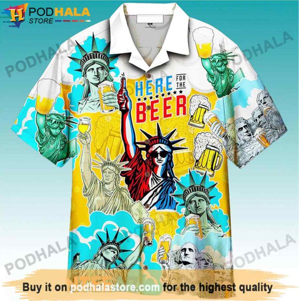 Statue Liberty Holding A Beer Hawaiian Shirt, Gifts For Beer Drinkers