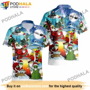 The Alien And Santa Claus At Christmas Santa Hawaiian Shirt, Xmas Gifts