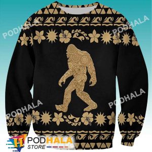 Tribal Bigfoot Ugly Christmas Sweater, Funny Bigfoot Gifts