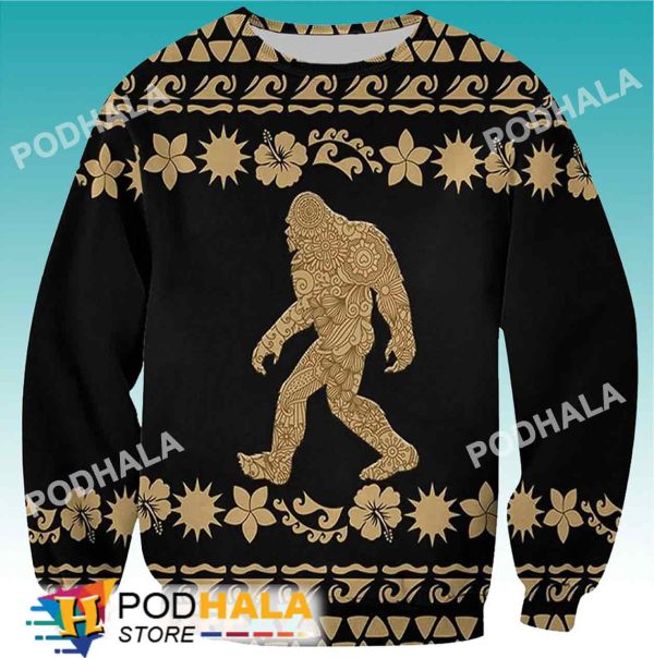 Tribal Bigfoot Ugly Christmas Sweater, Funny Bigfoot Gifts