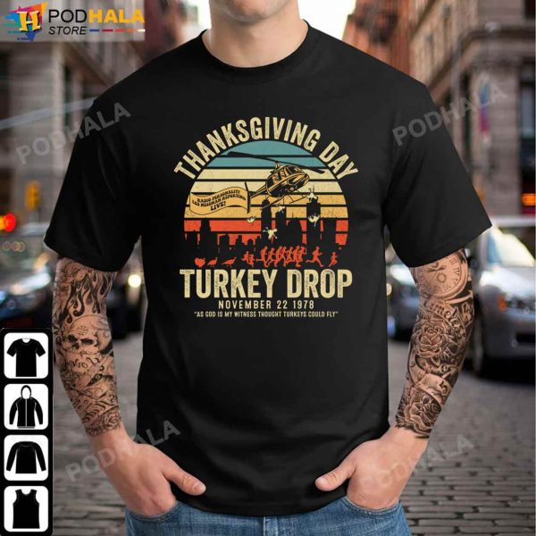 Turkey Drop WKRP Thanksgiving Funny Turkey Thanksgiving T-Shirt