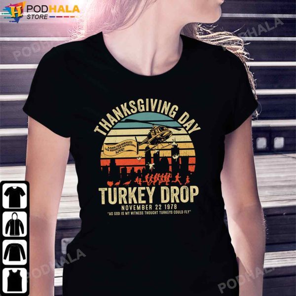 Turkey Drop WKRP Thanksgiving Funny Turkey Thanksgiving T-Shirt