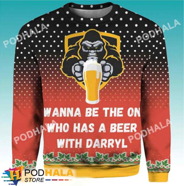 Who Has A Beer With Darryl Beer Christmas Sweater, Gifts For Beer Drinkers
