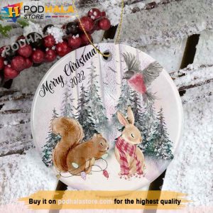 Woodland Rabbit Family Christmas Ornaments, Family Tree Ornaments