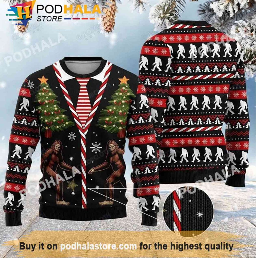 Xmas For Family Bigfoot Christmas Sweater, Funny Bigfoot Gifts