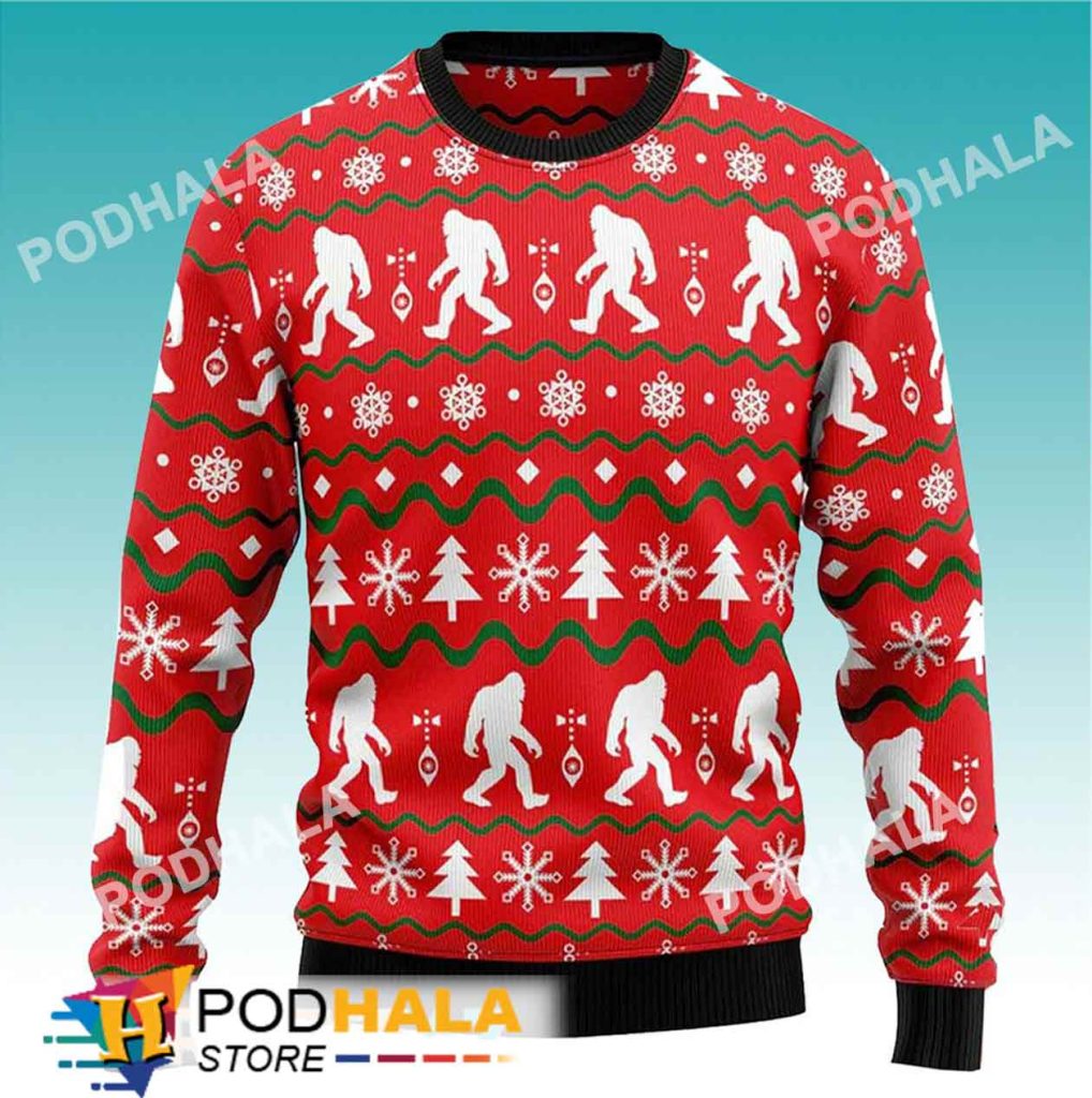 Xmas Party Funny Bigfoot Ugly Christmas Sweater, Sasquatch Gifts