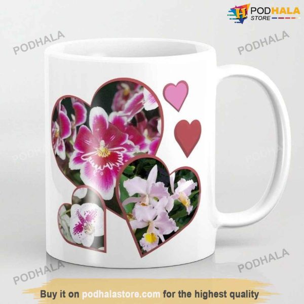 11 Oz Ceramic Valentine Orchid Hearts Valentine Coffee Mug