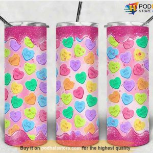 20 Oz Skinny Sublimation Designs Dripping Candy Hearts Valentines Day Tumbler
