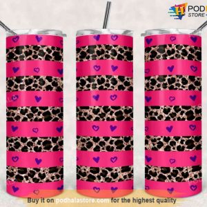 20 Oz Skinny Sublimation Valentine Pink Leopard Tumbler, Good Valentines Gifts