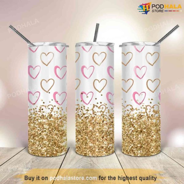 20 Oz Skinny Valentines Hearts Tumbler, Best Valentine Gift For Wife