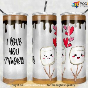 20 Oz Skinny Valentines Love You Smore Smores Camp Tumbler, Great Valentines Day Gifts